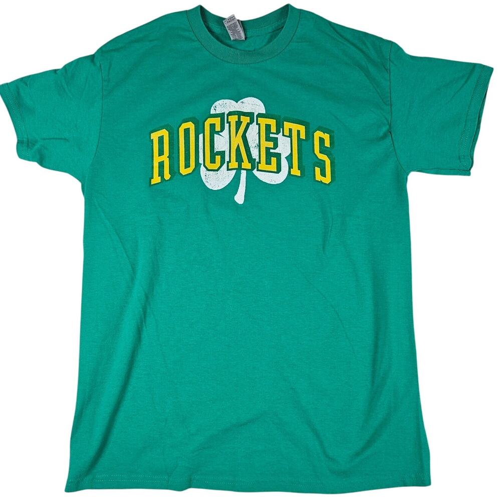 Houston Rockets Glidan Sz Medium St. Patrick's Day Shamrock Fan Tee Green Yellow